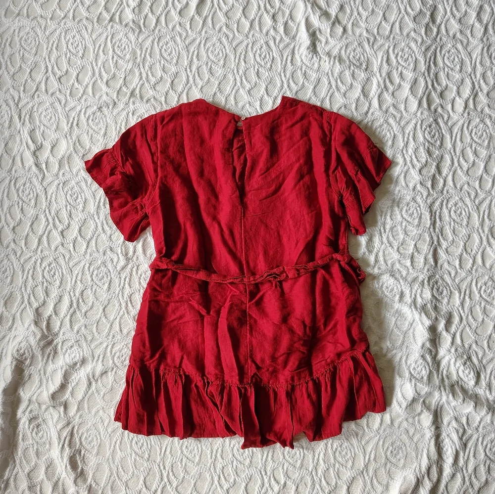 Urban Outfitters Red Ruffle Mini Dress Large L - Picture 3 of 12